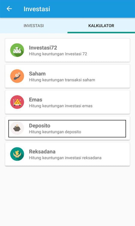 Investasi (Menghitung Deposito) Aplikasi Ultimaprensa 2