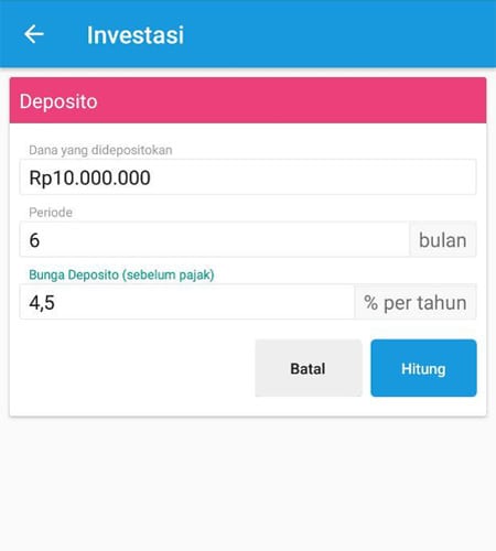 Investasi (Menghitung Deposito) Aplikasi Ultimaprensa 3