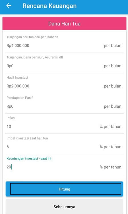 Rencana Keuangan Dana Hari Tua Aplikasi Ultimaprensa 2