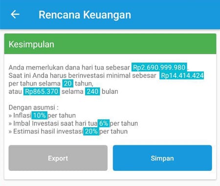 Rencana Keuangan Dana Hari Tua Aplikasi Ultimaprensa 3