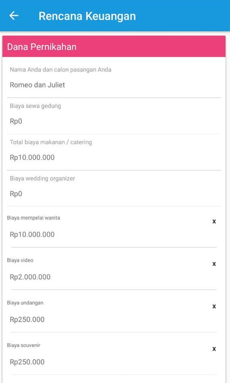 Rencana Keuangan Dana Pernikahan Aplikasi Ultimaprensa 2