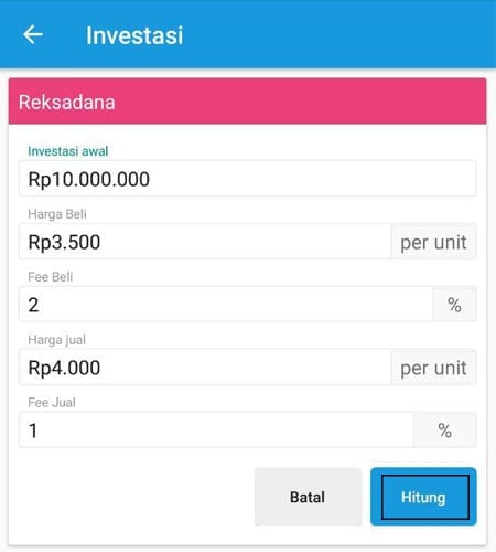 Simulasi Perhitungan Investasi Reksa Dana Aplikasi Ultimaprensa 2