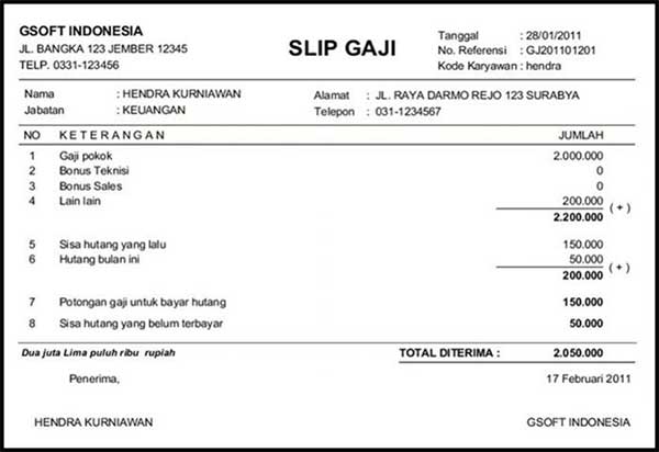 10+ Contoh Slip Gaji Karyawan Perusahaan 12 Slip Gaji Perusahaan - Finansialku