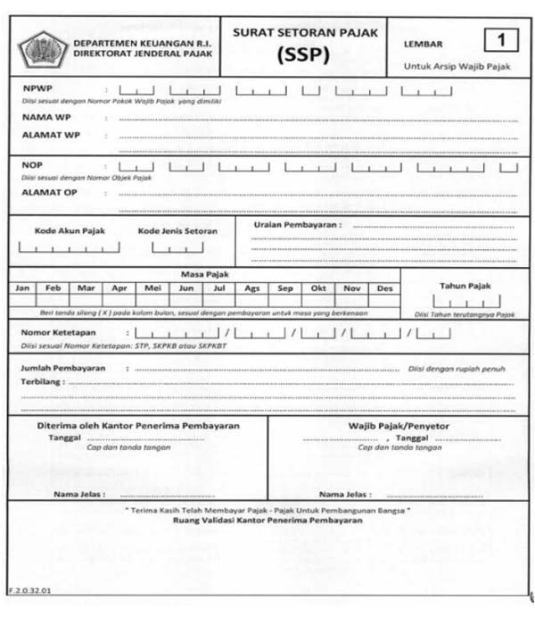Contoh Surat Setoran Pajak - Finansialku